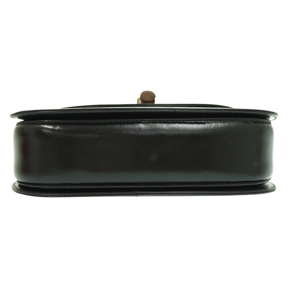 GUCCI Black Leather Bamboo Shoulder Bag with Strap - Picture 7 of 11